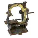 19th Century 'The Tabitha' Miniature Hand Sewing Machine, made in brass, turning handle, 10cm by