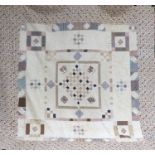 19th Century Patchwork Quilt, with a central square decorated with 3.5cm patches forming a square on