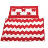Late 19th Century North Country Cot Cover in turkey red and white with a design of stars to the