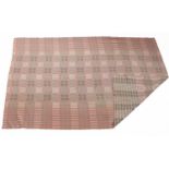 Pair of Welsh Wool Blankets in pale pink, cream and pale green reversible designs, 180cm by 240cm