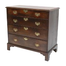 A George III Mahogany and Pine-Sided Straight-Front Chest of Drawers, late 18th century, the moulded