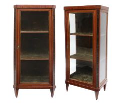 A Pair of Mid 19th Century Satinwood, Tulipwood-Banded, Ebony and Boxwood Strung Vitrines, the