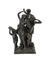 After Claude Michel called Clodion (1730-1814): A Bronze Figure Group, as two loosely-draped