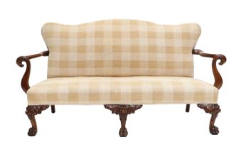 An Irish George III-Style Carved Mahogany Two-Seater Sofa, late 19th/early 20th century, recovered