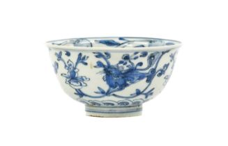 A Chinese Porcelain Bowl, Xuande reign mark but probably Wanli period, painted in underglaze blue