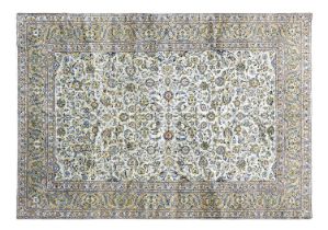 Kashan Carpet Central Iran, circa 1960 The ice blue field with an allover design of palmettes and