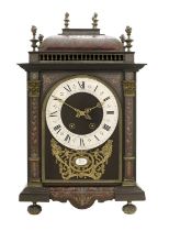 A French "Boulle" Striking Table Clock, signed LeRoy, Paris, circa 1850, caddied pediment with flame