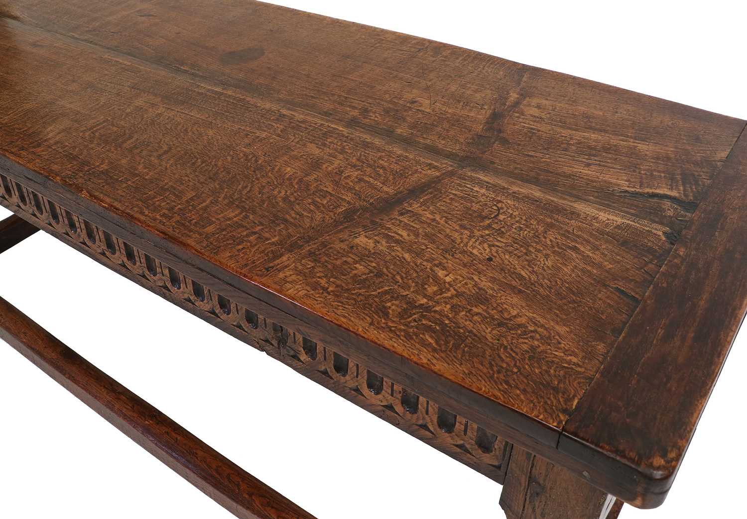 An Early 18th Century Joined Oak Refectory Dining Table, of two-plank construction with cleated ends - Image 4 of 4