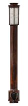 A Good Mahogany Bow Fronted Stick Barometer, signed Ramsden, London, circa 1800, nicely figured