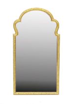 A George II Style Carved Giltwood Mirror, 19th century, the plain bevelled mirror plate in two