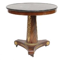 An Empire-Style Mahogany and Gilt Metal-Mounted Gueridon, early 19th century, the circular black