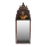 A George I-Style Walnut and Parcel Gilt Pier Glass, late 19th/early 20th century, the moulded