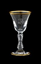 A Set of Twenty-Two Small Sherry Glasses, en suite 10cm high