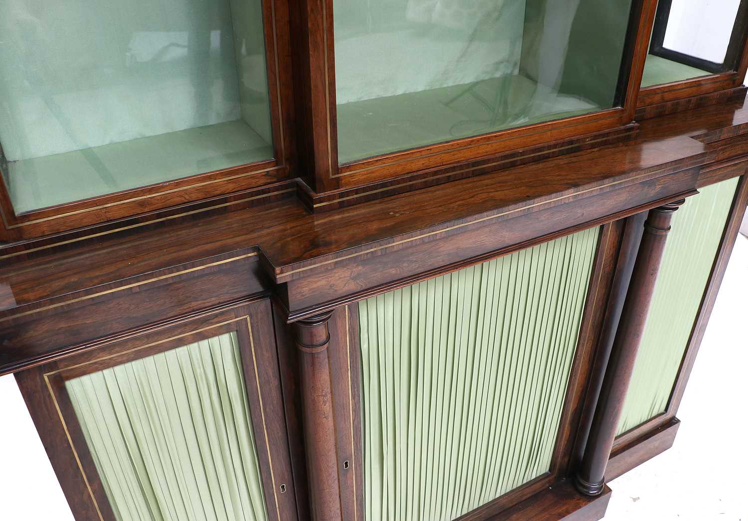 A Regency Rosewood and Brass-Inlaid Breakfront Chiffonier, early 19th century, the upper section - Image 2 of 2