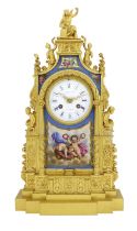 A French Ormolu and Porcelain Mounted Striking Mantel Clock, signed Raingo Fres A Paris, circa 1840,