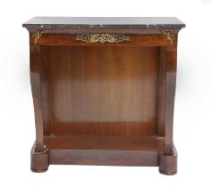 A 19th Century Mahogany and Gilt Metal Mounted Console Table, in Empire style, the original black