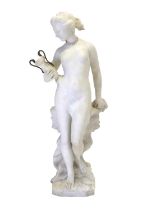 Italian School (19th century): A Carved White Marble Figure of a Classical Maiden, diaphanously