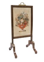 A Regency Rosewood and Brass-Inlaid Firescreen, in the manner of Gillows, circa 1820, with a