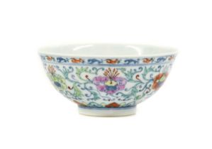 A Chinese Ducai Porcelain Bowl, Yongzheng reign mark but probably not of the period, painted with