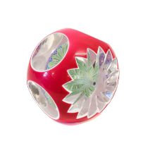 A Baccarat Double Overlay Mushroom Paperweight, dated 1971, centred by concentric bands of foliate