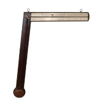 A Rare Mahogany Angle Barometer, signed C Aiano, Fecit, circa 1800, concealed mercury tube with a