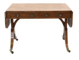 A Regency Mahogany, Rosewood-Crossbanded, Boxwood and Ebony-Strung Sofa Table, early 19th century,