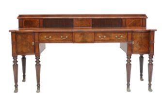 A George IV Scottish Mahogany, Crossbanded and Ebony-Strung Sideboard, early 19th century, the