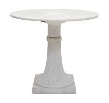 A White and Grey Carrara Marble Circular Pedestal Table, late 19th/early 20th century, the moulded