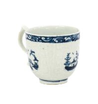 A Lowestoft Porcelain Coffee Cup of Hughes Type, circa 1762, painted in underglaze blue with