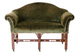 A George III-Style Blind Fret Carved Mahogany Sofa, 19th 20th century, of diminutive proportions,