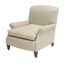 A Late 19th Century Howard-Style Feather-Filled and Deep-Seated Armchair, recovered in beige