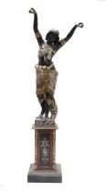 A Late 19th Century Venetian Carved Pine and Polychrome-Decorated Blackamoor Figure, with silvered