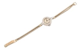 A Lady's Diamond Set Wristwatch, watch bracelet with clasp stamped 9 carat gold