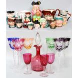 A Quantity of Assorted Glassware and Ceramics, including coloured hock glasses and cranberry