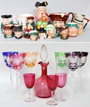 A Quantity of Assorted Glassware and Ceramics, including coloured hock glasses and cranberry