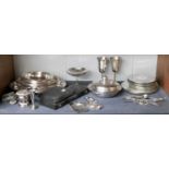 A Collection of Assorted Silver and Silver Plate, the silver including a note-book holder; a cased
