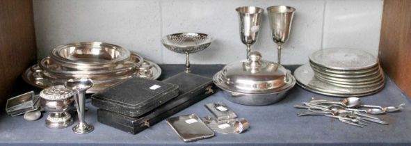 A Collection of Assorted Silver and Silver Plate, the silver including a note-book holder; a cased