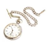 A Silver Open Faced Pocket Watch, signed Omega, 1924, lever movement signed and numbered 5656288,