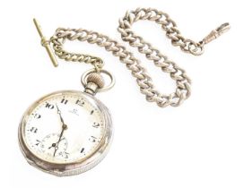 A Silver Open Faced Pocket Watch, signed Omega, 1924, lever movement signed and numbered 5656288,