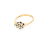 A 9 Carat Gold Diamond Cluster Ring, the marquise shaped cluster set throughout with round brilliant