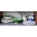A Collection of Mainly 19th Century Transfer Printed English Pottery, including three drainers, a