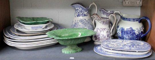 A Collection of Mainly 19th Century Transfer Printed English Pottery, including three drainers, a