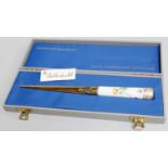 A Royal Copenhagen Porcelain and Silver Gilt Paper Knife, in Flora Danica design ''Potentilla retusa