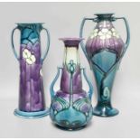 Three Minton Ltd. Secessionist Vases, each with stamped and impressed marks, shape nos. 3, 9 and