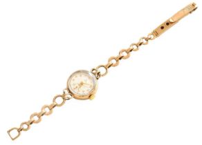 A Lady's 9 Carat Gold Tudor Wristwatch Clasp stamped Chaincraft 9ct, gross weight 13 grams