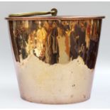 A 19th Century Copper Pail, with brass handle, 32cm high Numerous dents, wear and scratches. Free