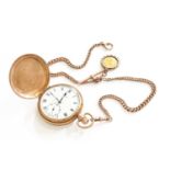 A 9 carat Gold Full Hunter Pocket Watch, with a 9 carat gold Double Albert Watch Chain, each link