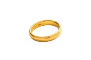 A 22 Carat Gold Band Ring, finger size P Gross weight 6.6 grams.