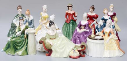 A Group of Twelve Royal Doulton Ladies, including At Ease HN2473, Meditation HN2330 and others (