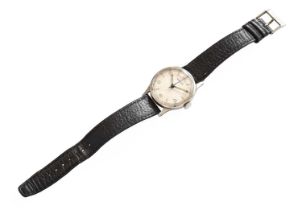 A Steel Centre Seconds Longines Wristwatch, circa 1940s The watch is not running. Adjuster working.
